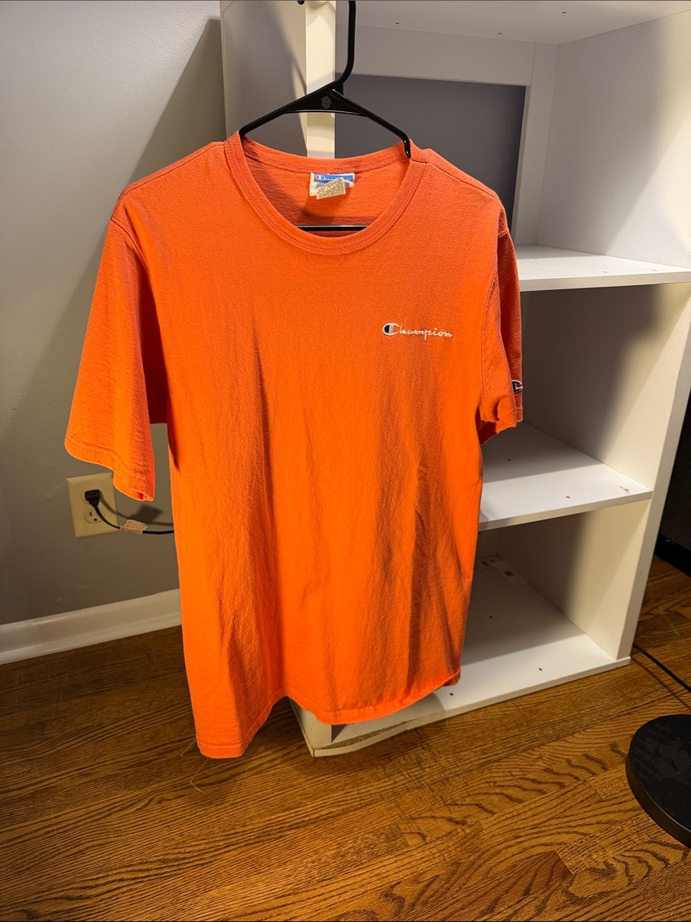 Champion Orange Short Sleeve Crewneck T-Shirt with Embroidered Logo
